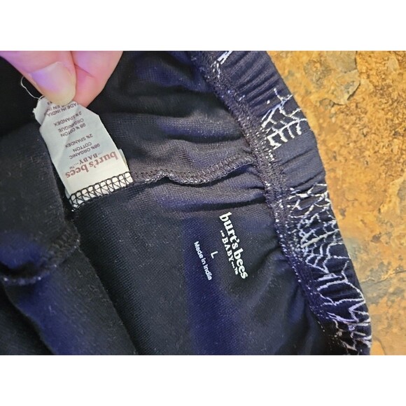 Burt’s Bees Organic Adult Pajama Pants Large Black With Spider Web (A100) - Picture 3 of 8